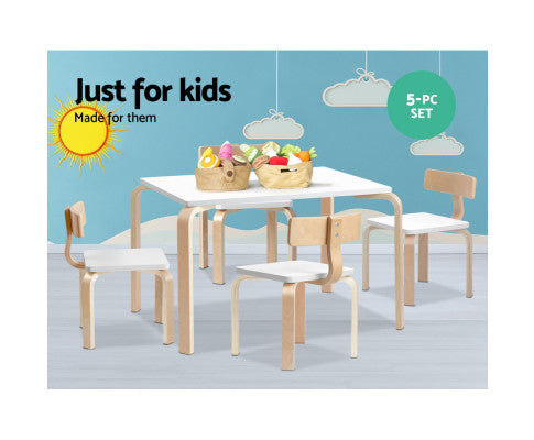 Nordic Kids Table Chair Set Desk 5PC Activity Dining Study Children Modern