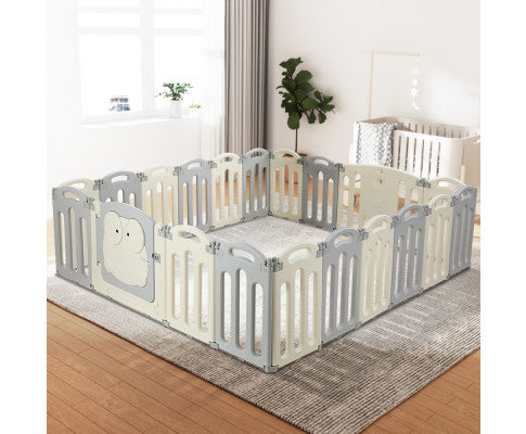 Playpen 20 Panels Foldable Toddler Fence Safety Play Activity Centre