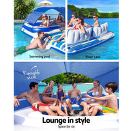 Pool Float Island Inflatable Lounge 6-person Seat Canopy