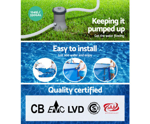 Swimming Pool Above Ground Filter Pump Steel Pro Frame Pools 3.96M