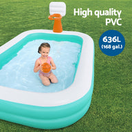 Kids Inflatable Swimming Pool with Basketball Hoop