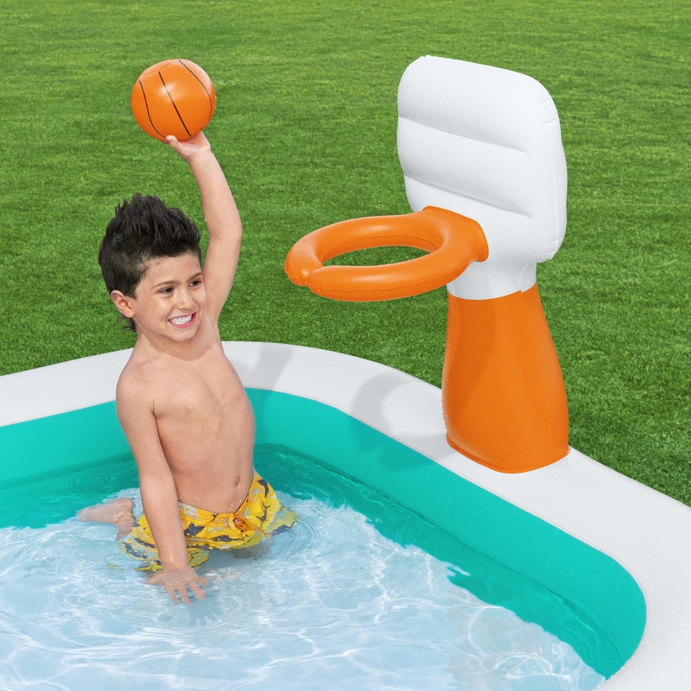 Kids Inflatable Swimming Pool with Basketball Hoop