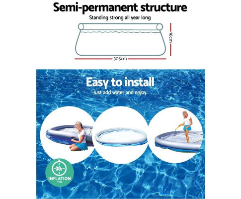 Above Ground Swimming Pool 305x76cm Fast Set Pool Family - SM Everyday Living