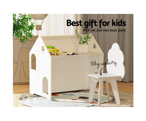 Kids Table and Chairs Set Activity Chalkboard Play Study Toys Storage Desk