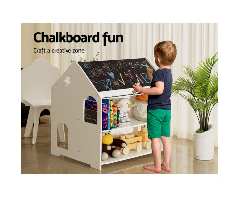 Kids Table and Chairs Set Activity Chalkboard Play Study Toys Storage Desk