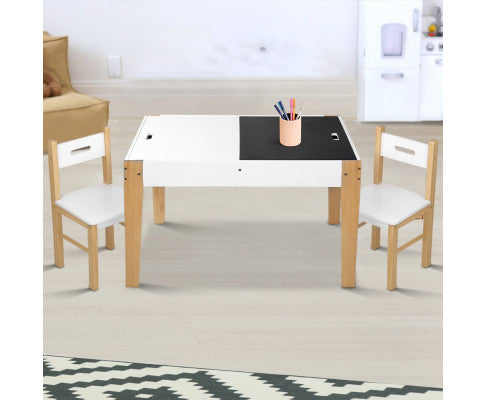 Kids Table and Chair Set Activity Chalkboard Toys Storage Desk Drawing