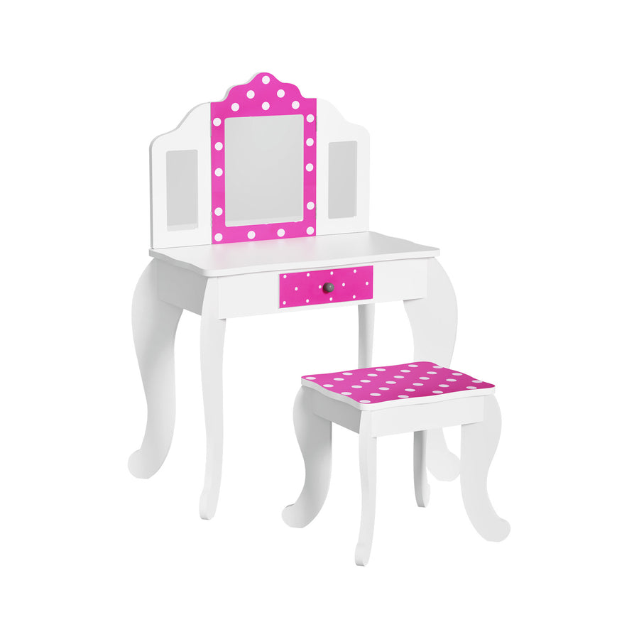 Kids Dressing Table Vanity Makeup Chair Set Pink