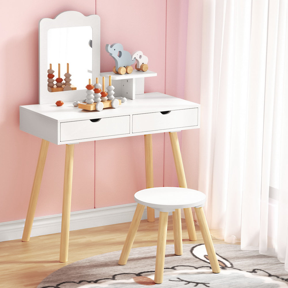 Kids Dressing Table Vanity Makeup Chair Set