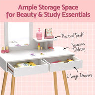 Kids Dressing Table Vanity Makeup Chair Set