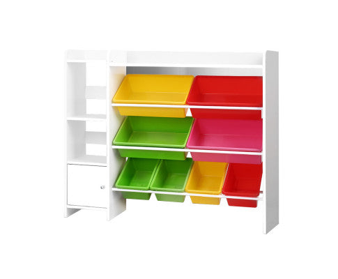 8 Bins Kids Toy Box Storage Organiser Rack Bookshelf Drawer Cabinet - SM Everyday Living