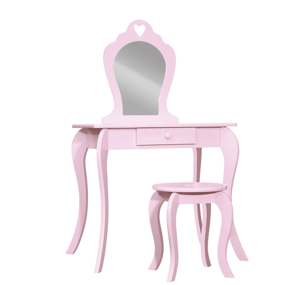 Kids Dressing Table Stool Set Vanity Mirror Pink