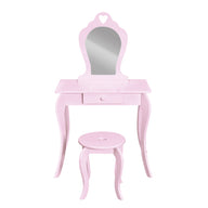 Kids Dressing Table Stool Set Vanity Mirror Pink