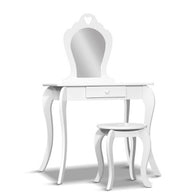 White Kids Vanity Dressing Table Stool Set Mirror Princess Children Makeup - SM Everyday Living