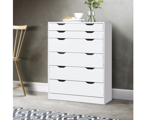 6 Chest of Drawers Tallboy Cabinet Storage Dresser Table Bedroom Storage - SM Everyday Living