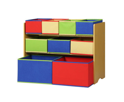 Box 9 Bins Storage Children Room Organiser Cabinet Display 3 Tier