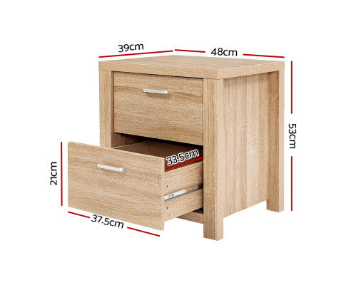 Bedside Table Lamp Side Tables Drawers Nightstand Unit Beige Wood - SM Everyday Living