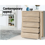 5 Chest of Drawers Tallboy Dresser Table Bedroom Storage Cabinet - SM Everyday Living