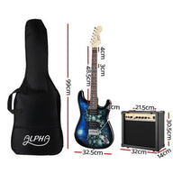 Electric Guitar And AMP Music String Instrument Rock Blue Carry Bag Steel String - SM Everyday Living