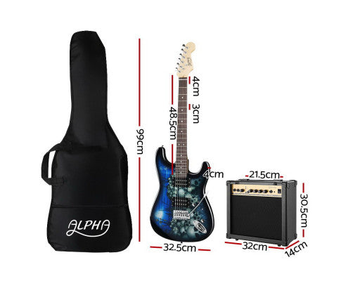 Electric Guitar And AMP Music String Instrument Rock Blue Carry Bag Steel String