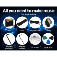 Electric Guitar And AMP Music String Instrument Rock Blue Carry Bag Steel String - SM Everyday Living