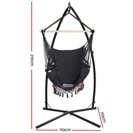 Hammock Chair with Steel Stand Tassel Hanging Rope Hammock Grey - SM Everyday Living