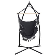 Hammock Chair with Steel Stand Tassel Hanging Rope Hammock Grey - SM Everyday Living