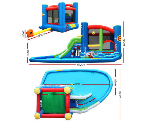 Happy Hop Inflatable Water Jumping Castle Bouncer Kid Toy Windsor Slide Splash