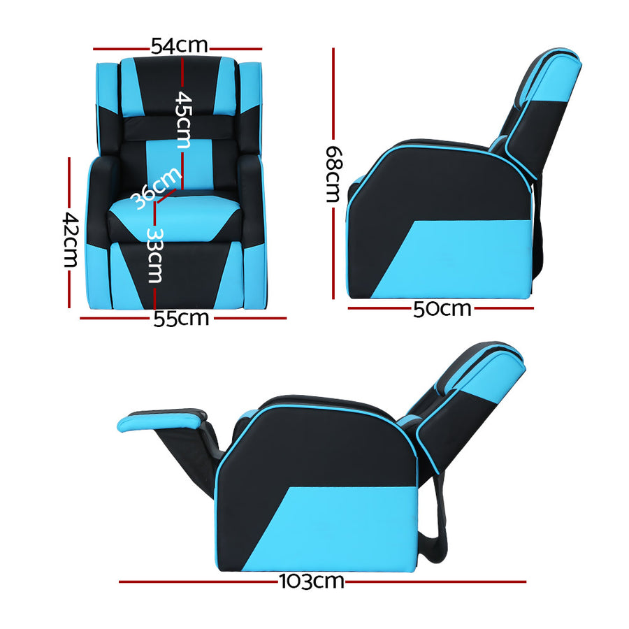 Kids Recliner Chair PU Leather Blue