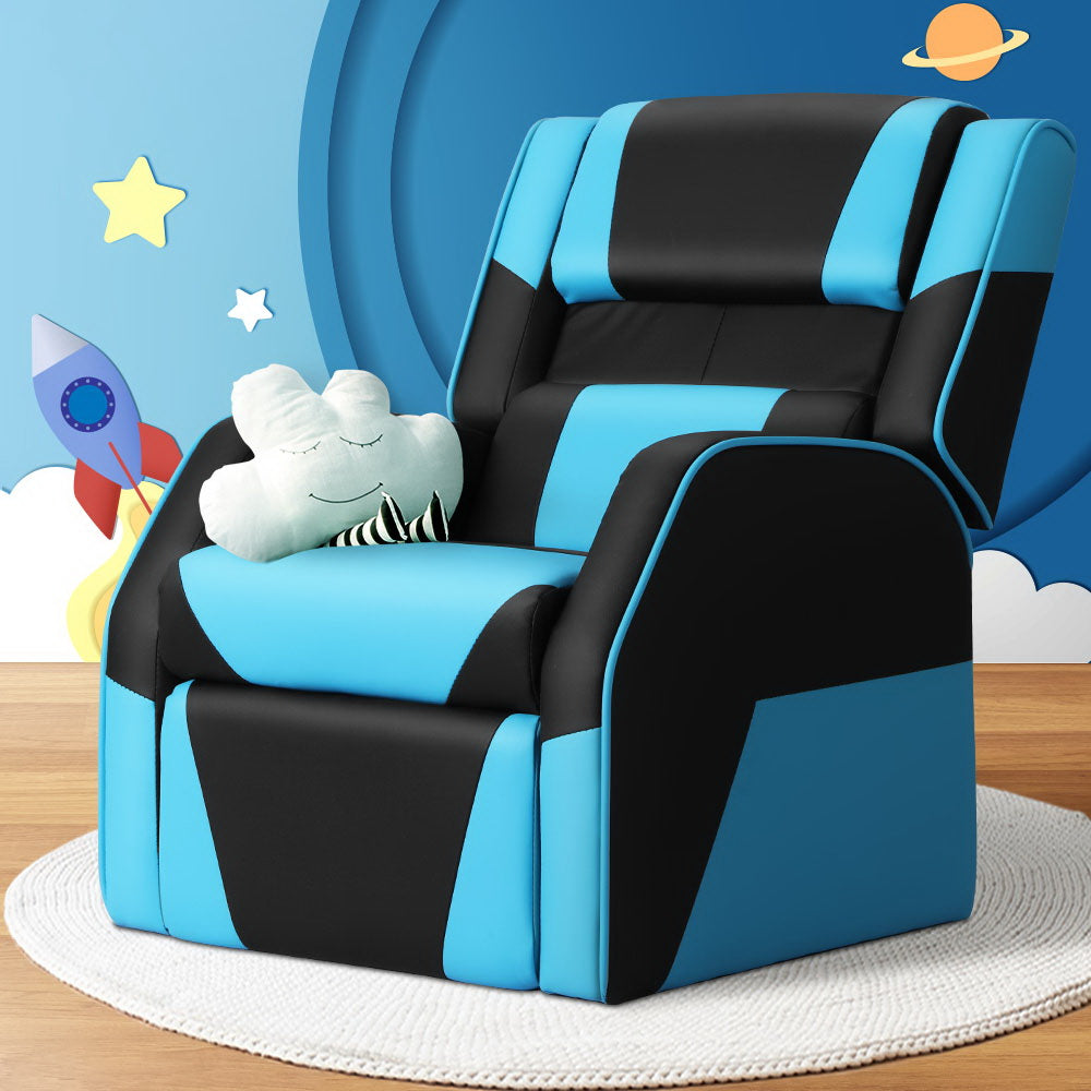 Kids Recliner Chair PU Leather Blue