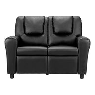 Kids Recliner Chair Double PU Leather Sofa Lounge black