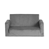 Convertible Sofa 2 Seater Children Flip Open Couch Lounger Grey - SM Everyday Living