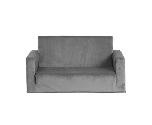 Convertible Sofa 2 Seater Children Flip Open Couch Lounger Grey