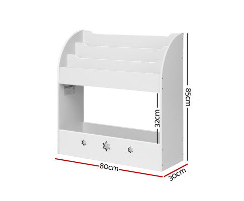 Kids Bookshelf Children Toy Storage Magazine Rack Organiser Bookcase White - SM Everyday Living