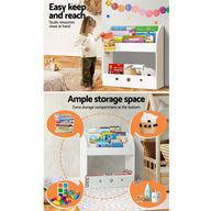 Kids Bookshelf Children Toy Storage Magazine Rack Organiser Bookcase White - SM Everyday Living