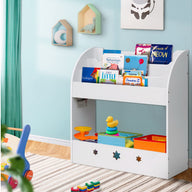 Kids Bookshelf Children Toy Storage Magazine Rack Organiser Bookcase White - SM Everyday Living