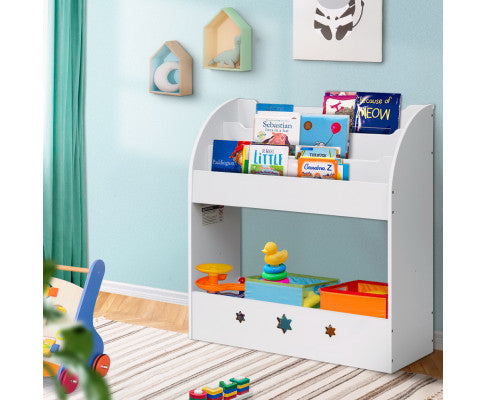 Kids Bookshelf Children Toy Storage Magazine Rack Organiser Bookcase White