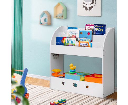 Kids Bookshelf Children Toy Storage Magazine Rack Organiser Bookcase White - SM Everyday Living