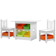 3 PCS Kids Table and Chairs Set Children Furniture Play Toys Storage Box - SM Everyday Living