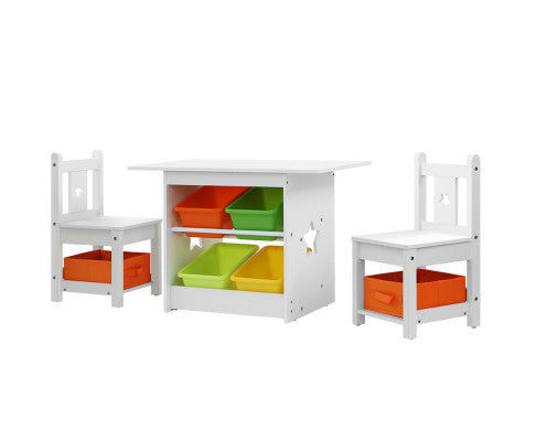 3 PCS Kids Table and Chairs Set Children Furniture Play Toys Storage Box