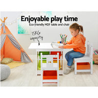 3 PCS Kids Table and Chairs Set Children Furniture Play Toys Storage Box - SM Everyday Living