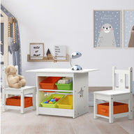 3 PCS Kids Table and Chairs Set Children Furniture Play Toys Storage Box - SM Everyday Living