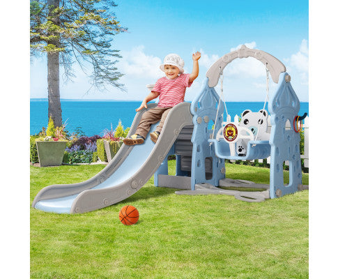 170cm Slide and Swing Set Playground Basketball Hoop Ring Outdoor Toys