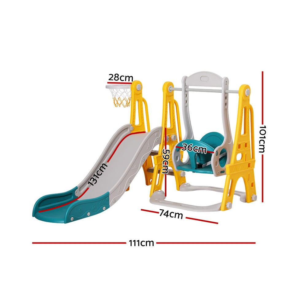 Kids Slide Swing Set Basketball