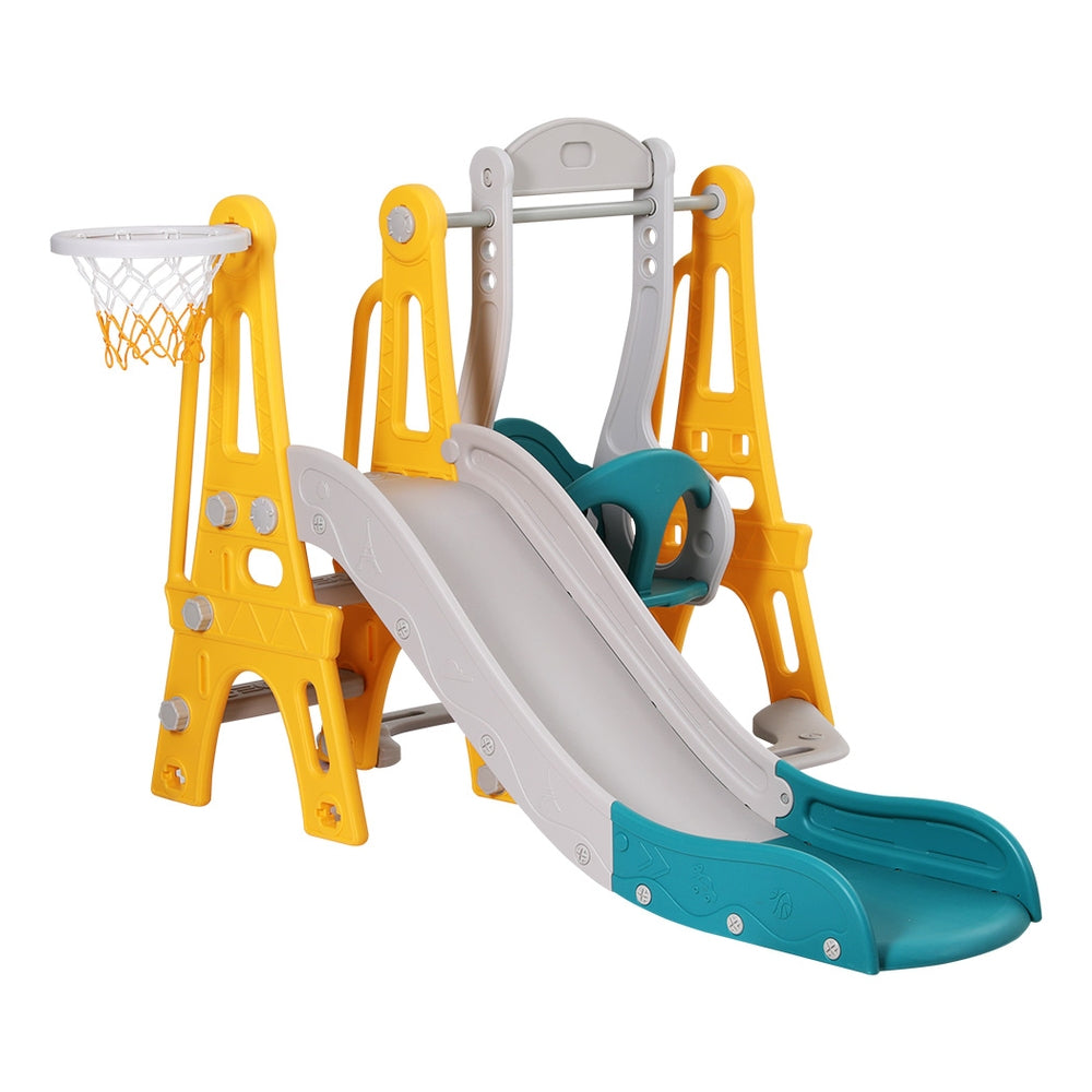 Kids Slide Swing Set Basketball