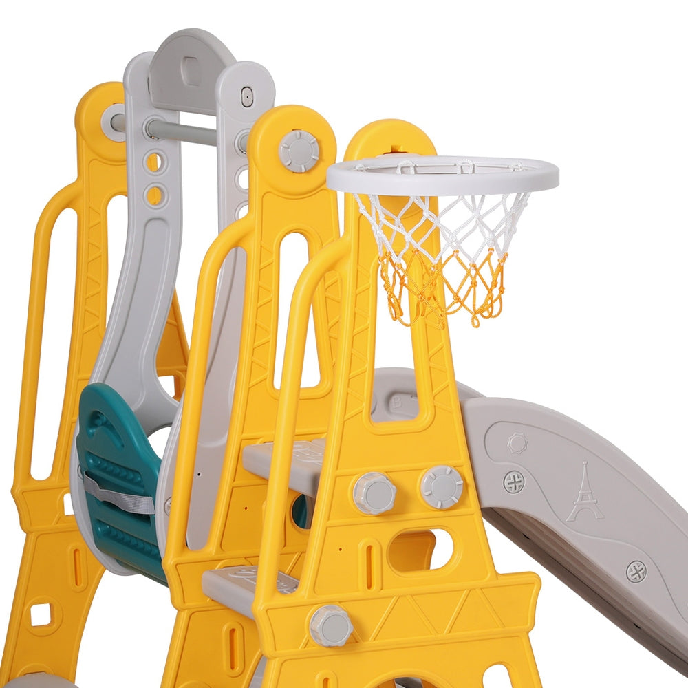 Kids Slide Swing Set Basketball