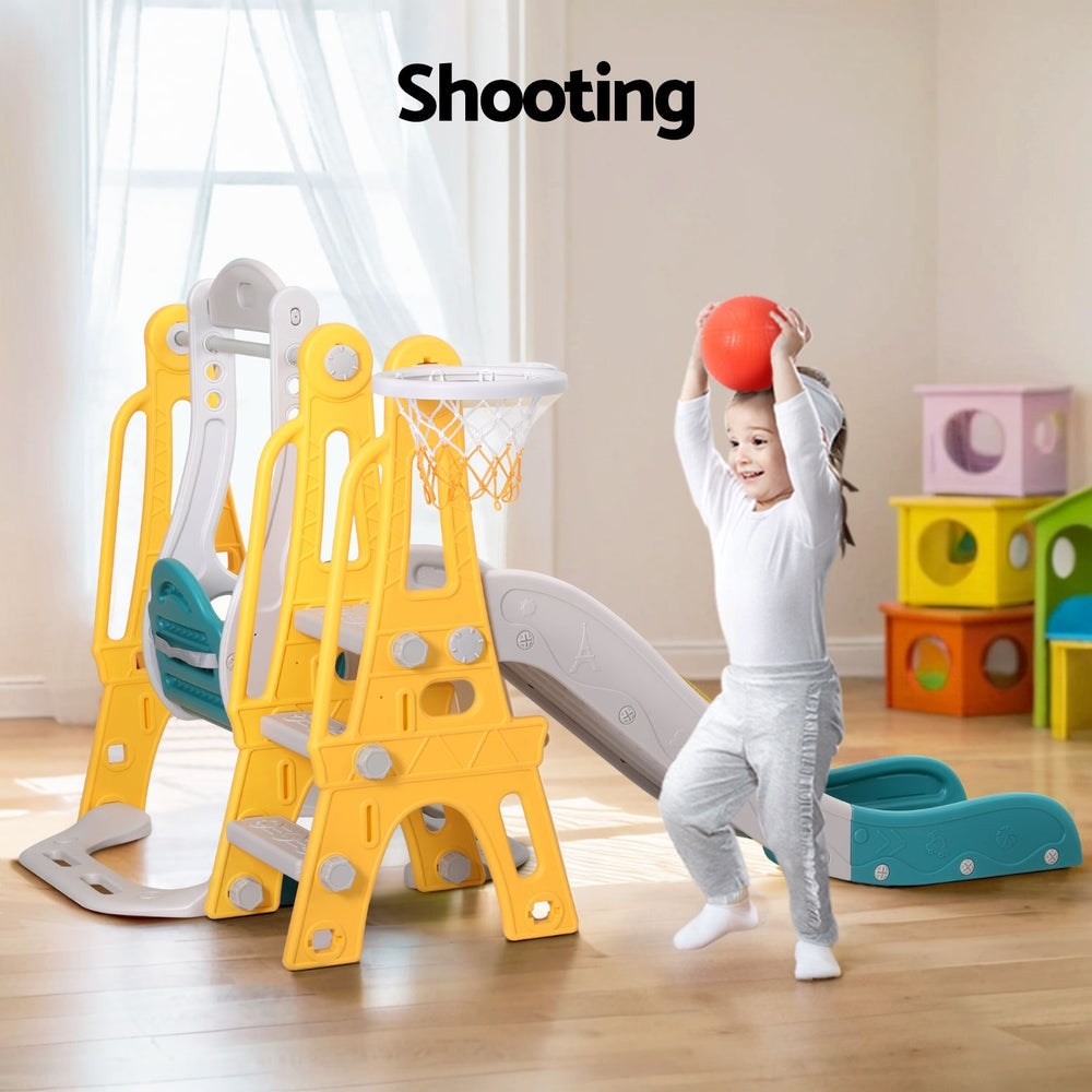 Kids Slide Swing Set Basketball