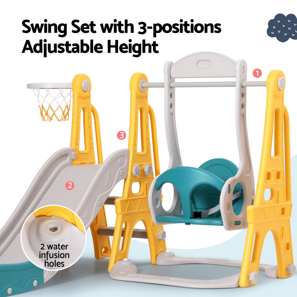 Kids Slide Swing Set Basketball