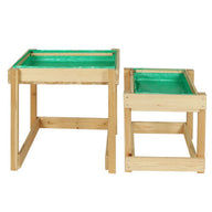 Kids Sandpit Sand and Water Wooden Table with Cover Outdoor Sand Pit Toys - SM Everyday Living