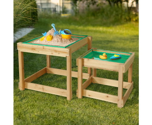 Kids Sandpit Sand and Water Wooden Table with Cover Outdoor Sand Pit Toys - SM Everyday Living