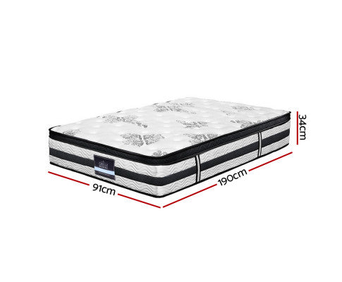 Bedding Algarve Euro Top Pocket Spring Mattress 34cm Thick Single - SM Everyday Living